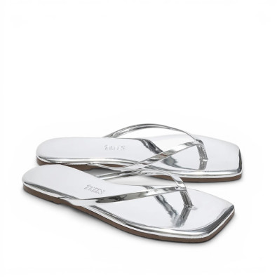 TKEES Tongs LILY Square Toe Mirror Chrome