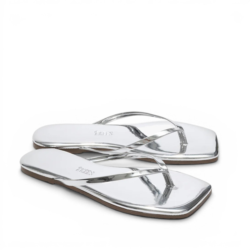 TKEES Tongs LILY Square Toe Mirror Chrome