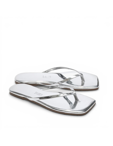TKEES Tongs LILY Square Toe Mirror Chrome