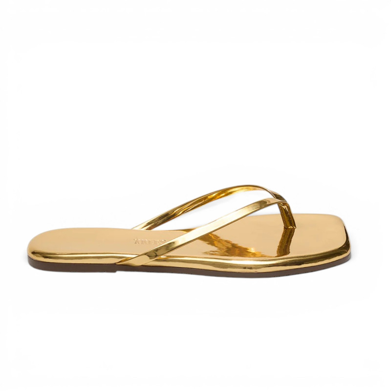TKEES Tongs LILY Square Toe Mirror Gold