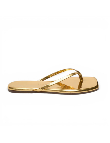 TKEES Tongs LILY Square Toe Mirror Gold