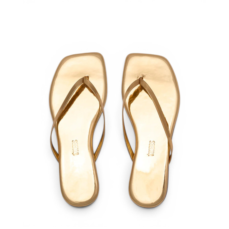 TKEES Tongs LILY Square Toe Mirror Gold