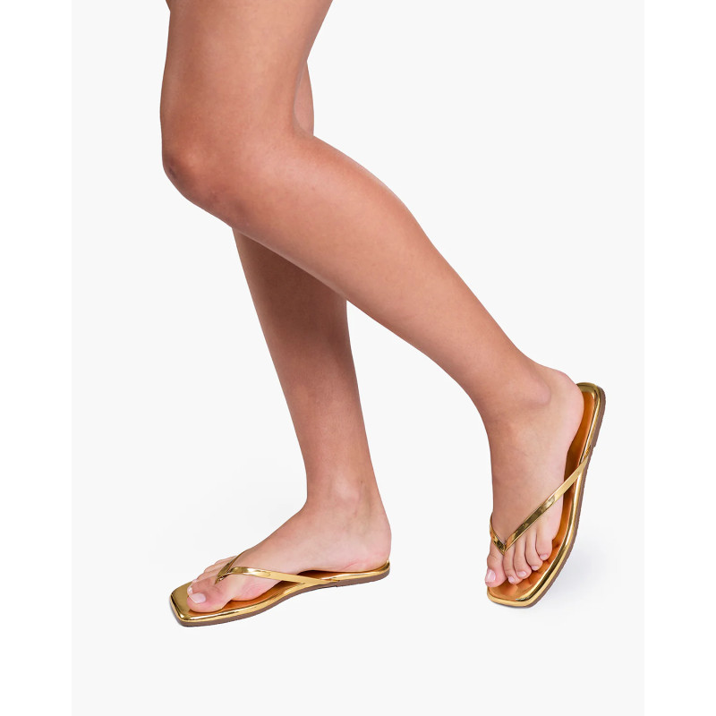 TKEES Tongs LILY Square Toe Mirror Gold
