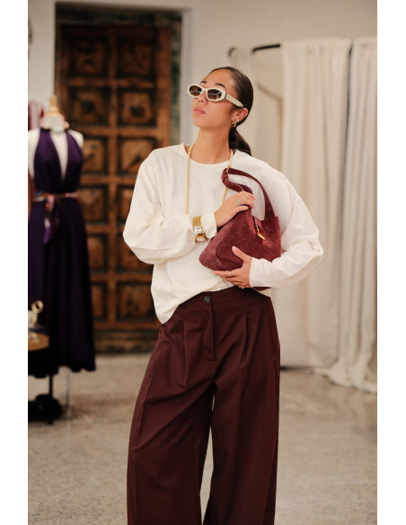 PHISIQUE DU ROLE Pantalon large bourgogne