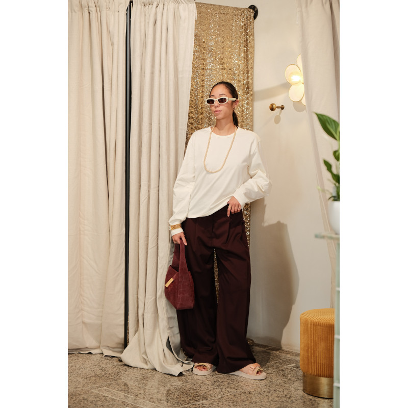 PHISIQUE DU ROLE Pantalon large bourgogne