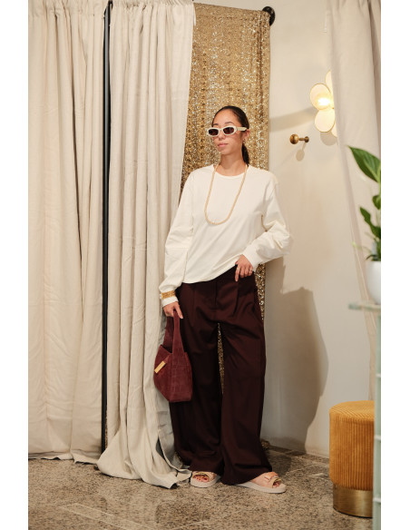 PHISIQUE DU ROLE Pantalon large bourgogne