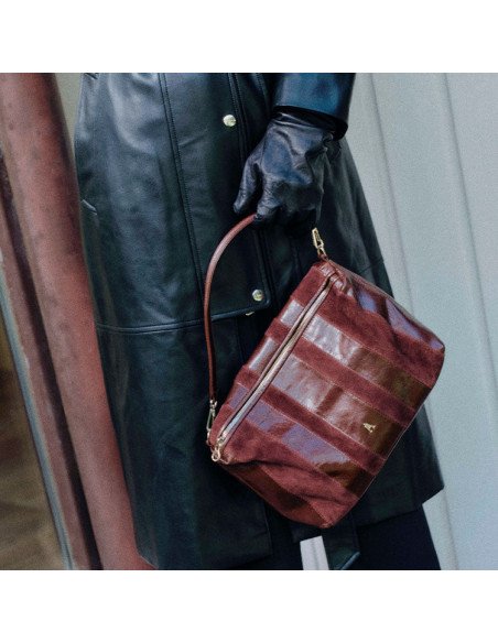 CRAIE STUDIO Sac HALO Stripe Acajou Burgundy