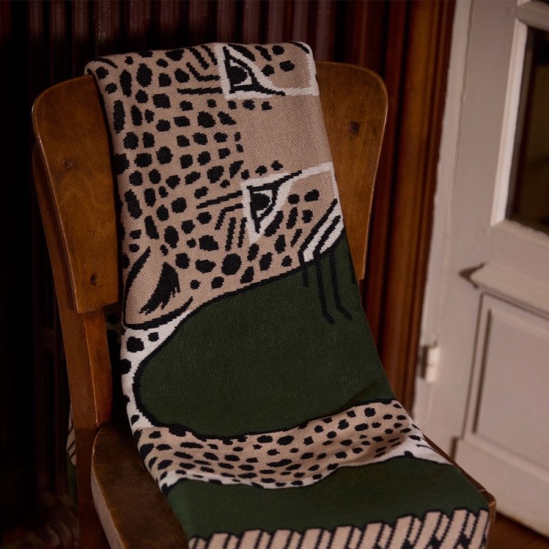 INOUÏ EDITIONS plaid LEOPARD kaki