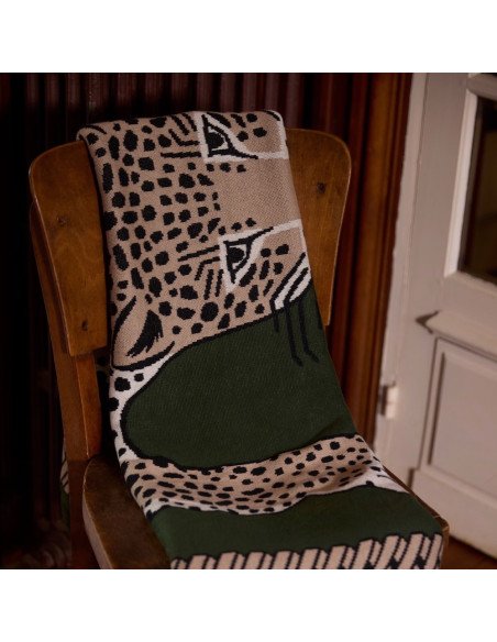 INOUÏ EDITIONS plaid LEOPARD kaki